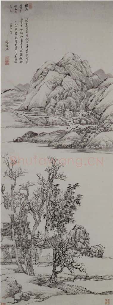 清 王翚《秋堂读书图轴》书画作品