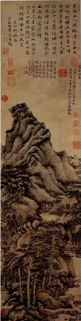 元朝 王蒙《夏日山居图》书画作品
