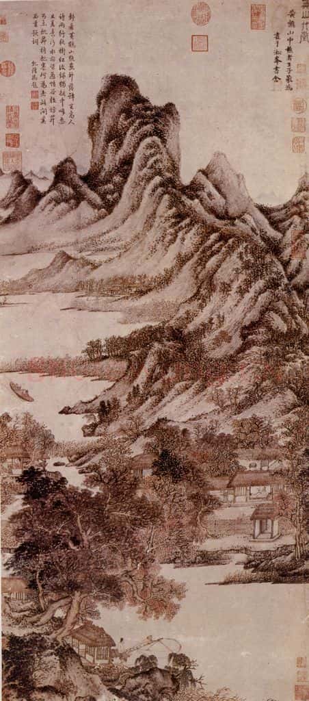 元朝 王蒙《秋山草堂图》书画作品