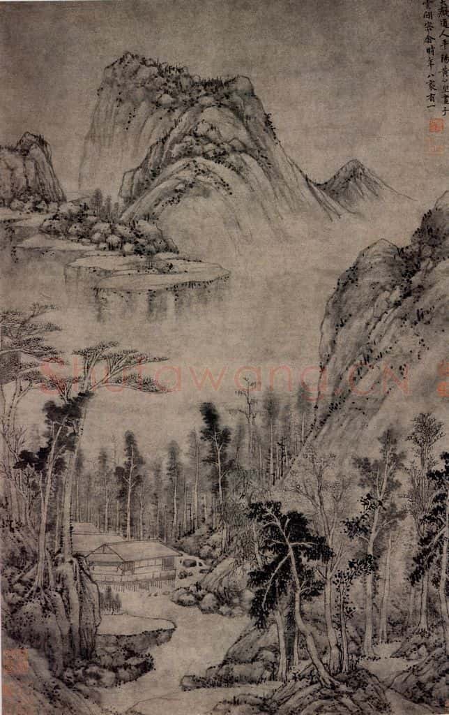 元朝 黄公望《水阁清幽图》书画作品