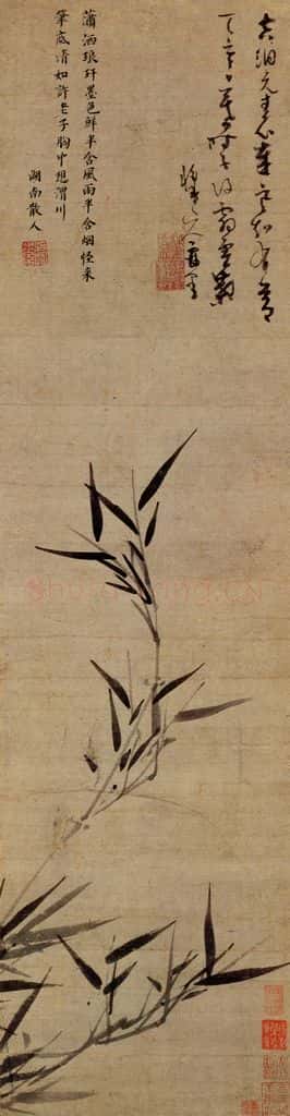 元朝 吴镇《墨竹》书画作品