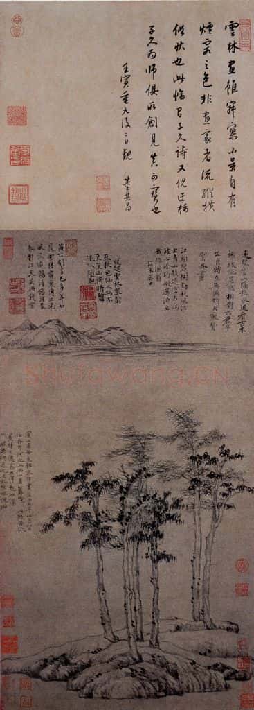 元朝 倪瓒《六君子图》书画作品