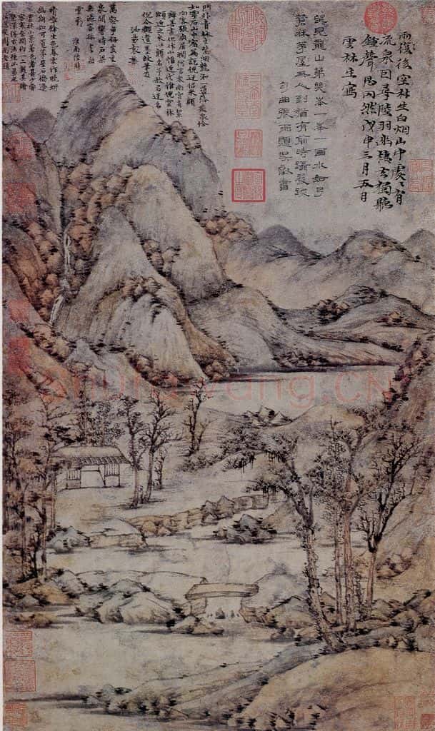 元朝 倪瓒《雨后空林图》书画作品