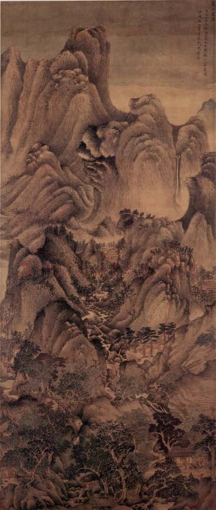 元朝 王蒙《夏山高隐图》书画作品