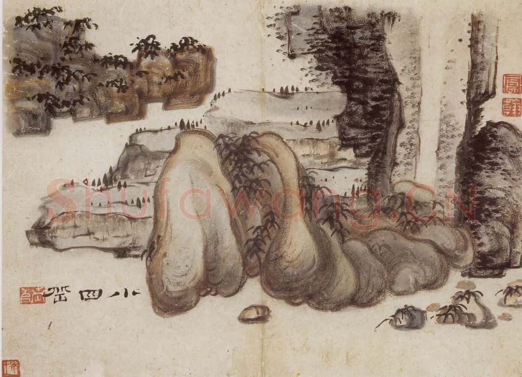 清 高凤翰《山水花卉册八开》书画作品