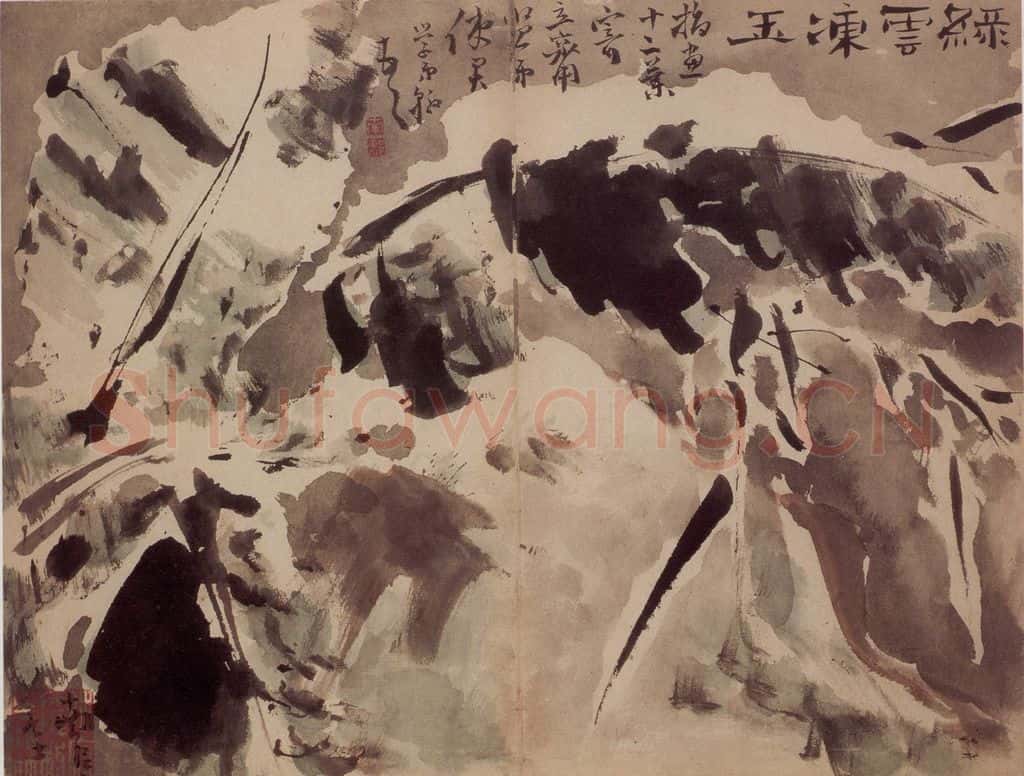 清 高凤翰《指画山水花卉册》书画作品