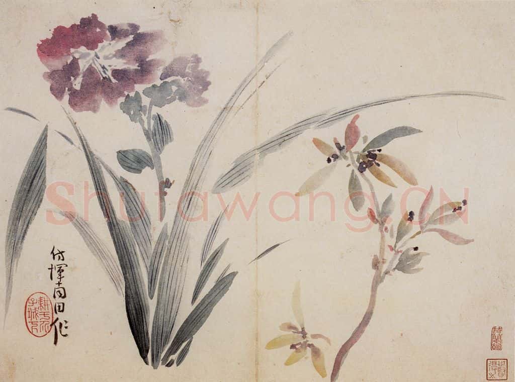 清 高凤翰《花卉册十开》书画作品