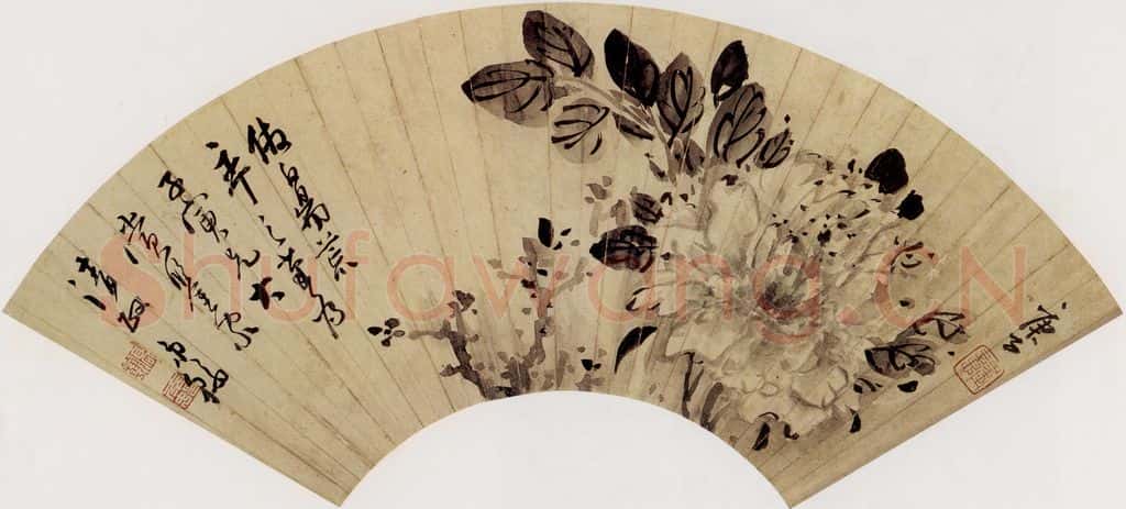 清 高凤翰《墨牡丹》书画作品