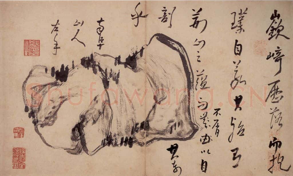 清 高凤翰《怪石图》书画作品