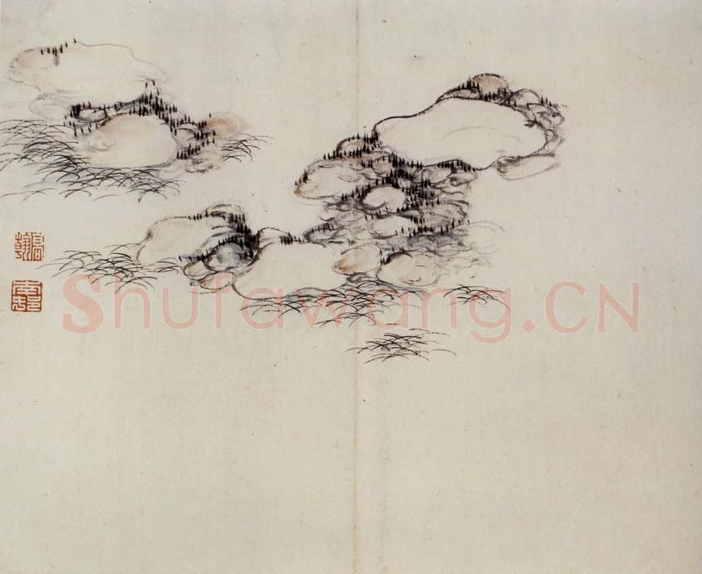 清 高凤翰《山水花卉册》书画作品