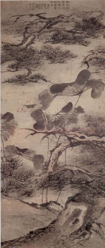 清 高凤翰《松节莲房图》书画作品