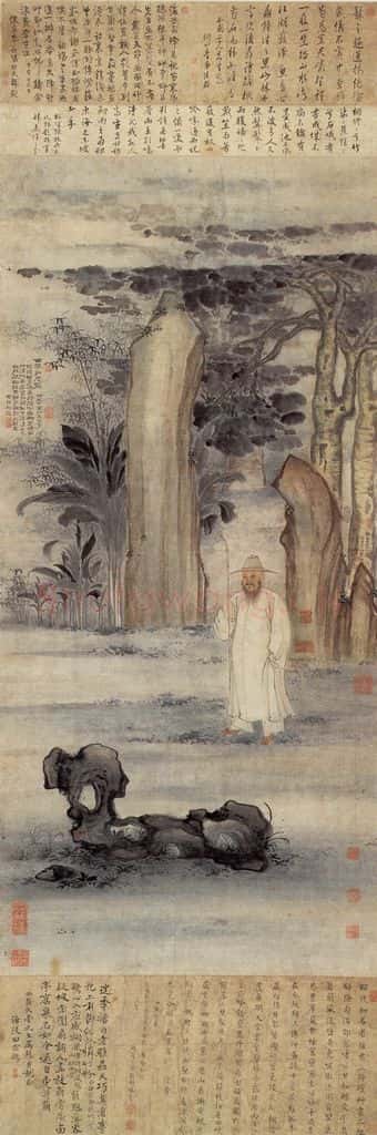 清 高凤翰《西亭诗思图》书画作品