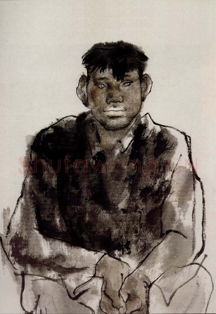 1983年 唐勇力《山里娃》书画作品