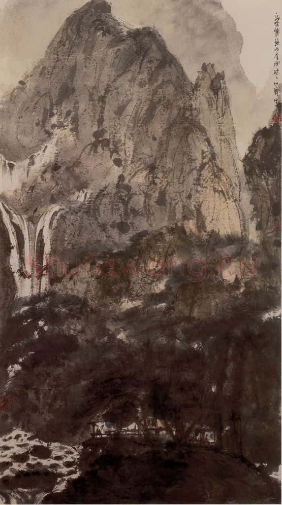 1940年代 傅抱石《松间听泉》书画作品