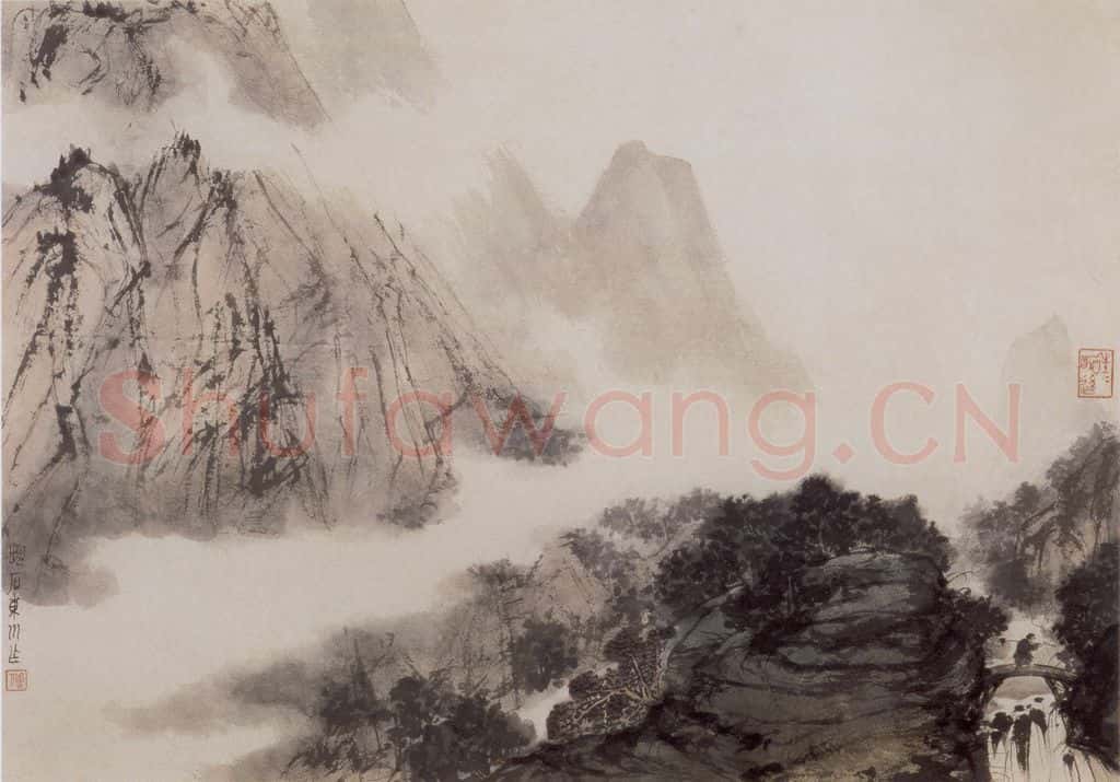 1940年代 傅抱石《日暮归庄图》书画作品