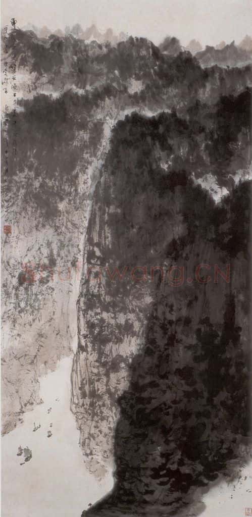 1962年 傅抱石《杜甫诗意》书画作品