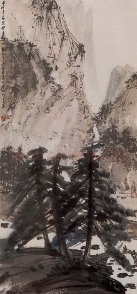 1940年代 傅抱石《暮年留眼但看山》书画作品