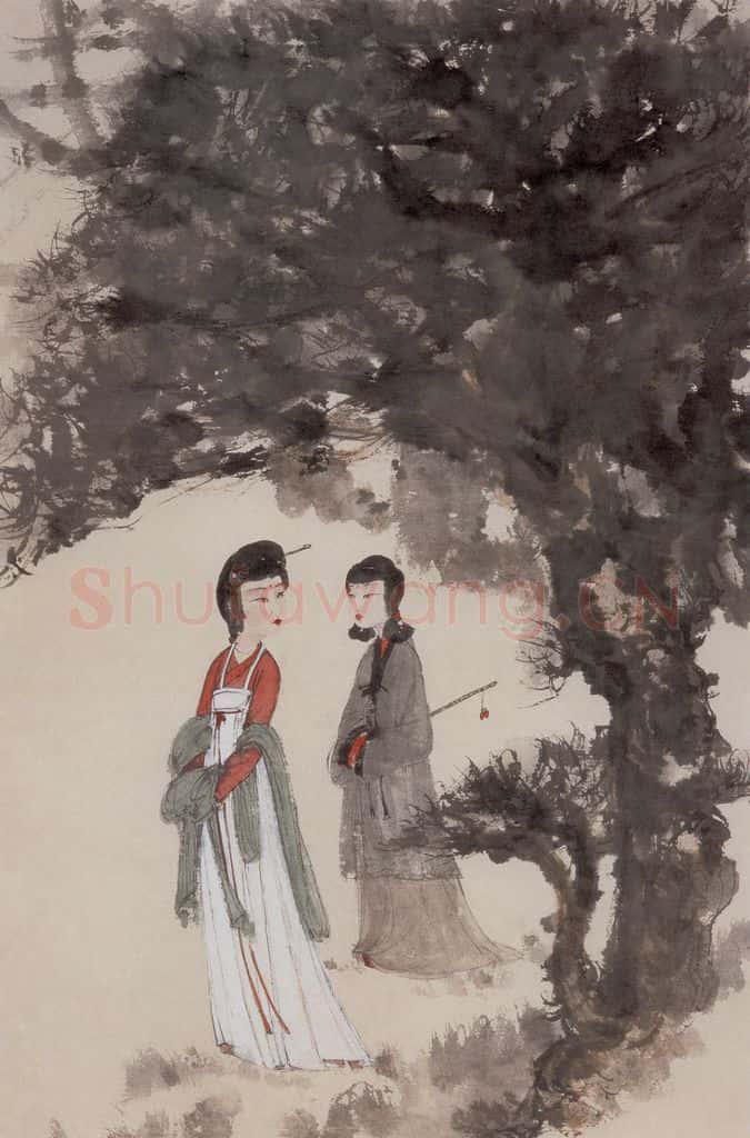 20世纪40年代初 傅抱石《游春图》书画作品