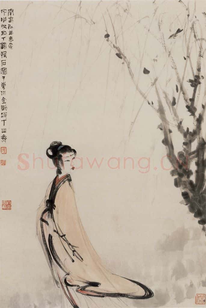 1944年 傅抱石《唐人诗意》书画作品