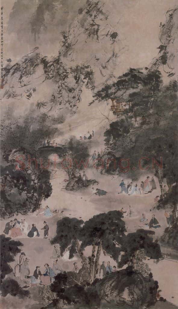 1944年 傅抱石《兰亭雅集》书画作品