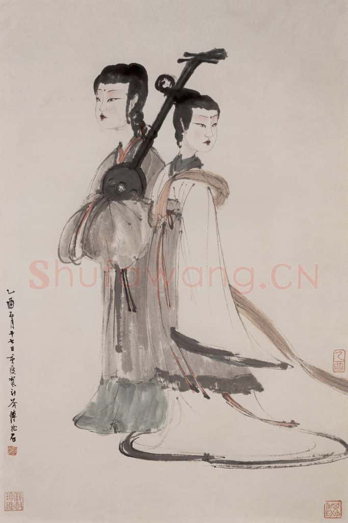 1945年 傅抱石《罷阮图》书画作品