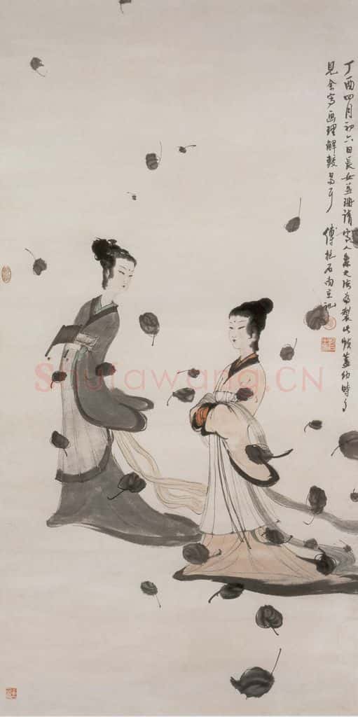1957年 傅抱石《二湘图》书画作品