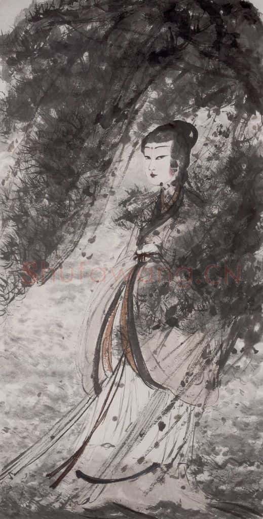 20世纪60年代初 傅抱石《湘君》书画作品