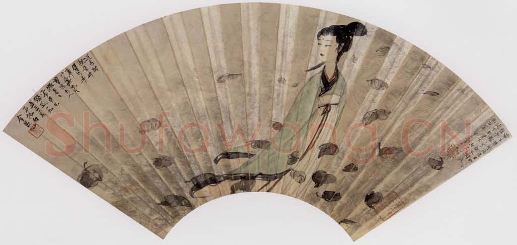1953年 傅抱石《人物扇面》书画作品