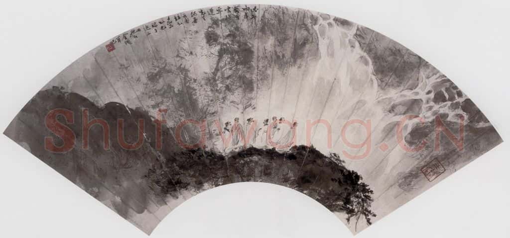 1963年 傅抱石《山水扇面》书画作品