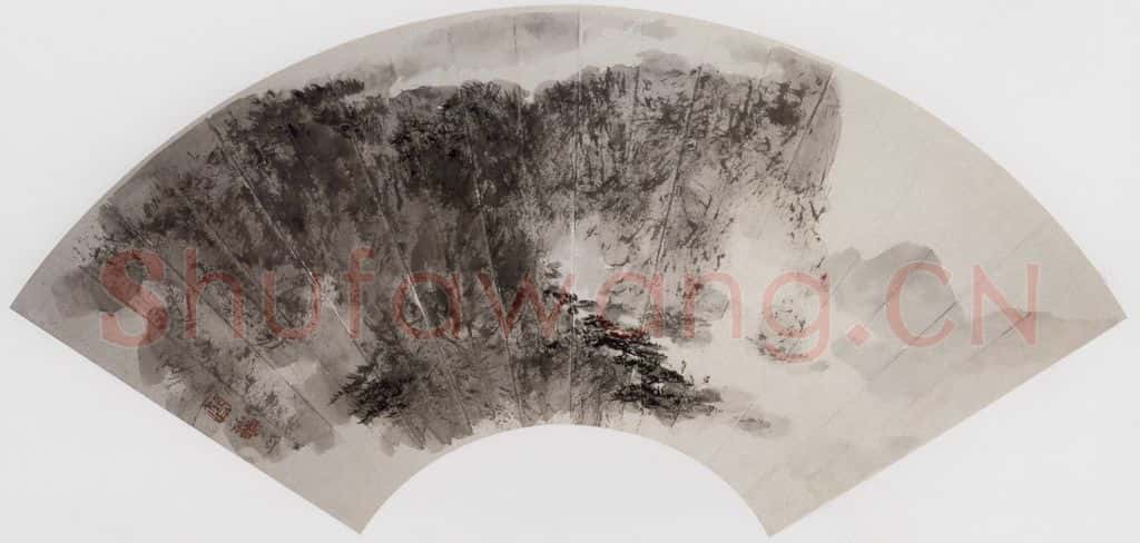 20世纪60年代 傅抱石《山水扇面》书画作品