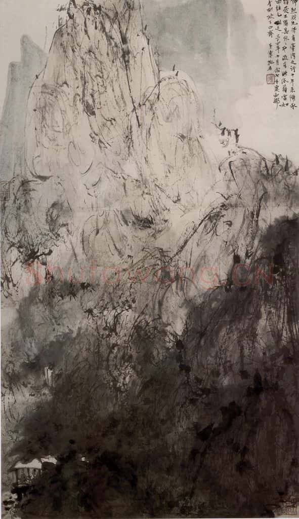 1945年 傅抱石《水亭话别图》书画作品