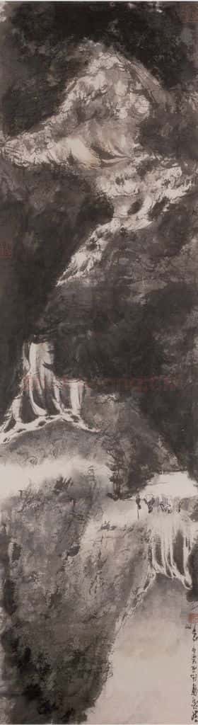 1940年代 傅抱石《观瀑图》书画作品