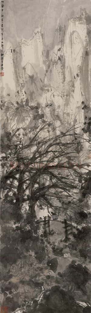 1945年 傅抱石《风雨归人图》书画作品