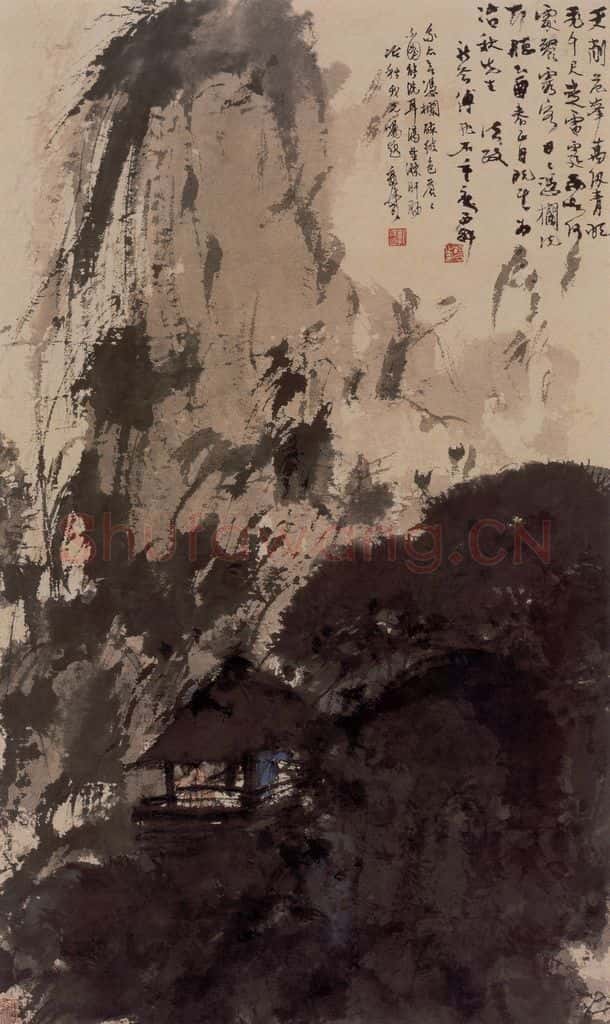 1940年代 傅抱石《冯欗洗耳听》书画作品