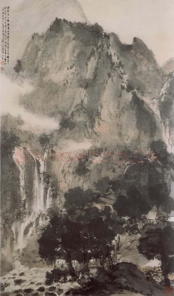 1940年代 傅抱石《石涛上人诗意》书画作品