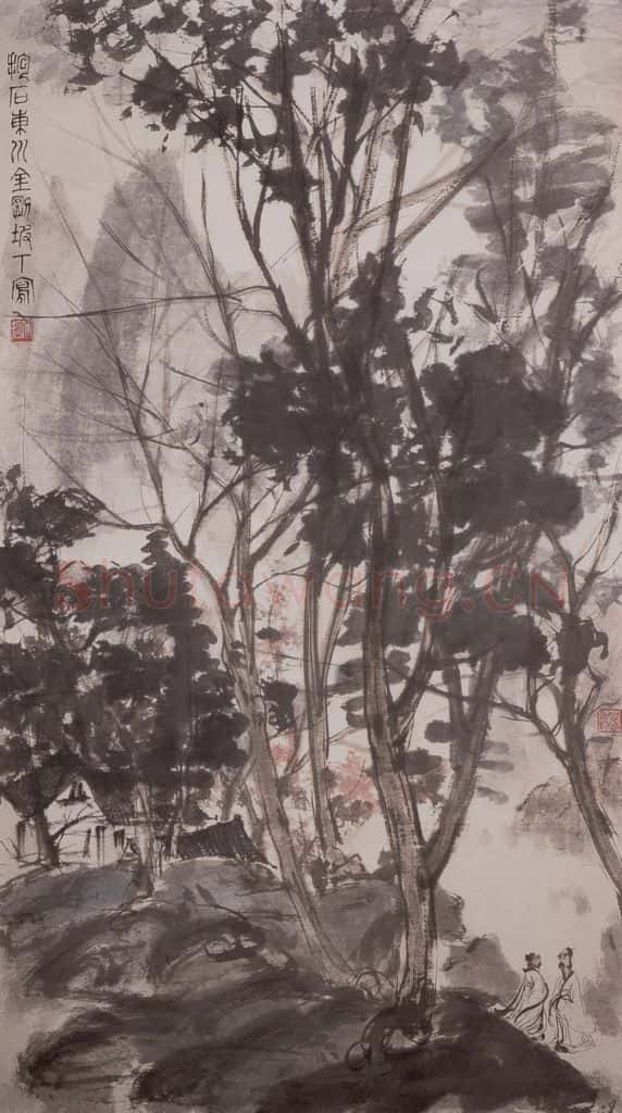 1940年代 傅抱石《高士秋林图》书画作品