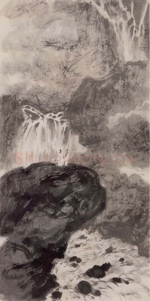 1960年代初 傅抱石《观瀑图》书画作品