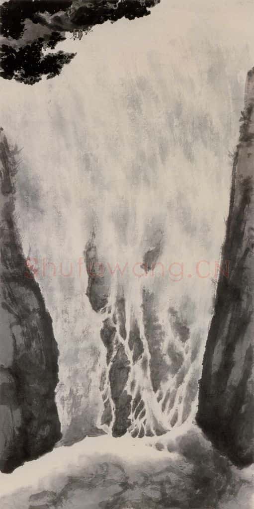 1961年 傅抱石《天池飞瀑》书画作品