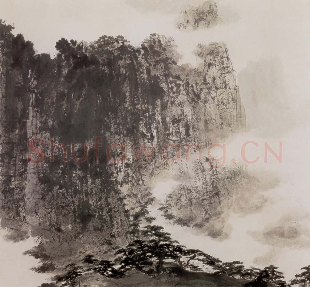 1960年代初 傅抱石《华嶽松云图》书画作品