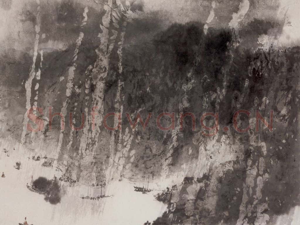 1960年代初 傅抱石《烟雨嘉陵江》书画作品