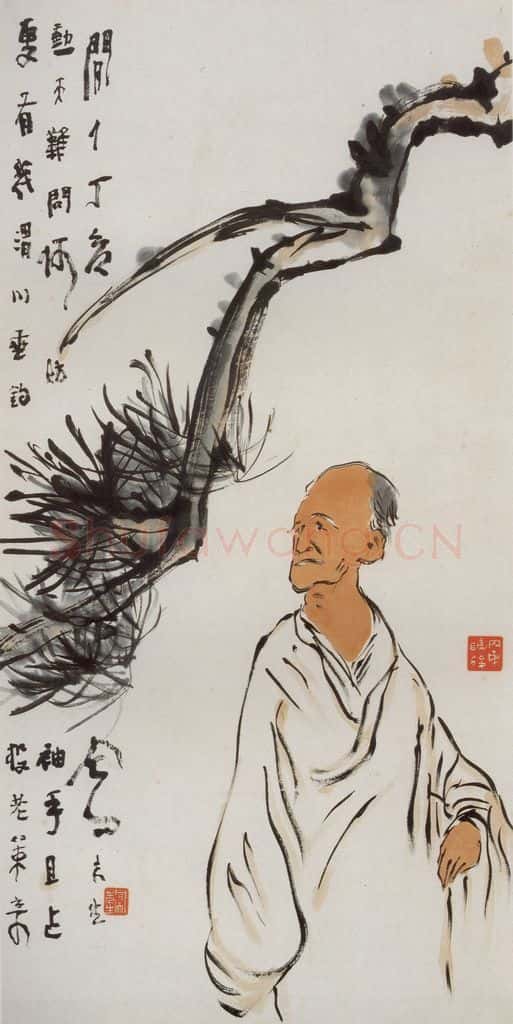 民国 吕濬《松下人物》书画作品