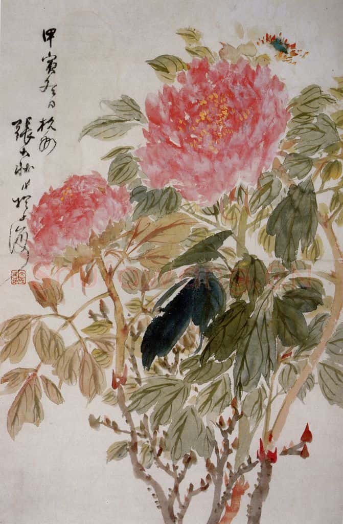 现代 张大壮《国色天香》书画作品