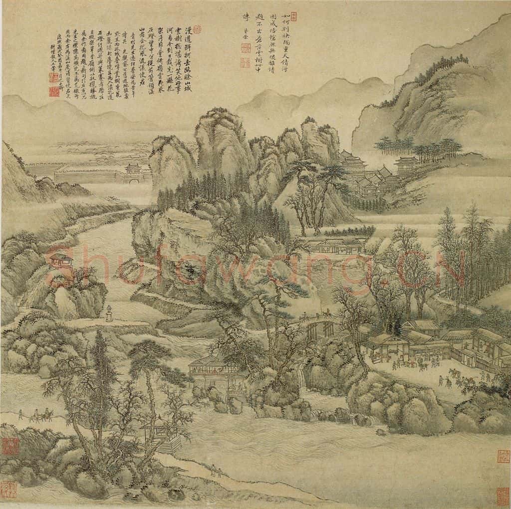 清代 王翚《溪山图》书画作品