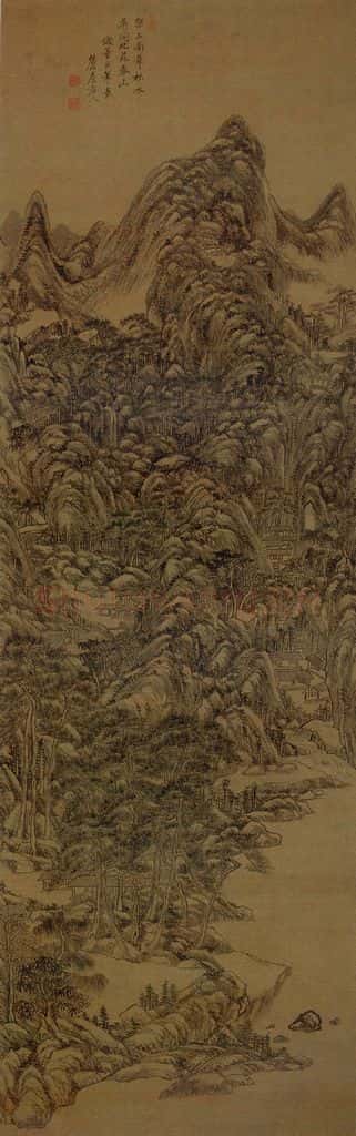 清代 王原祁《仿董北苑山水》书画作品