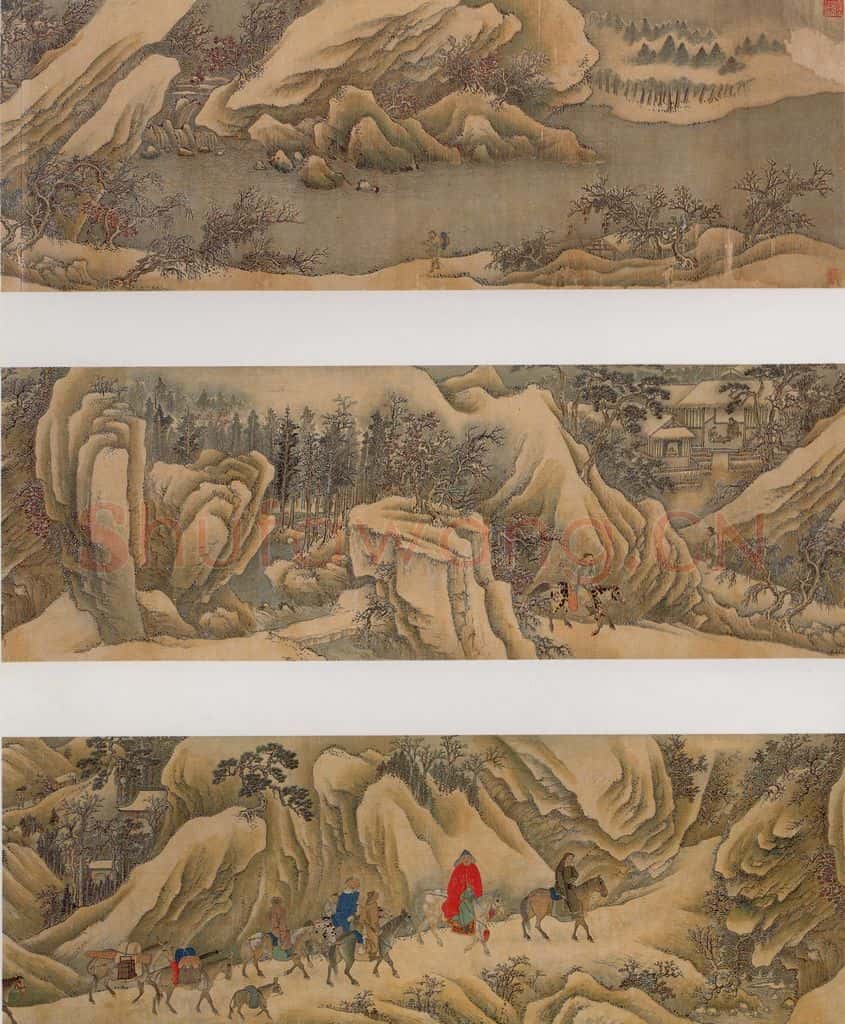 清代 杨晋《山行雪霁》书画作品