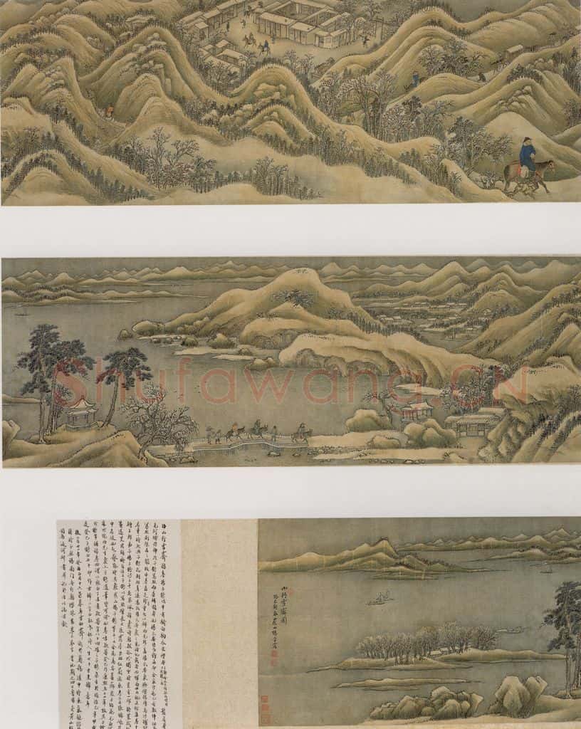 清代 杨晋《山行雪霁》书画作品