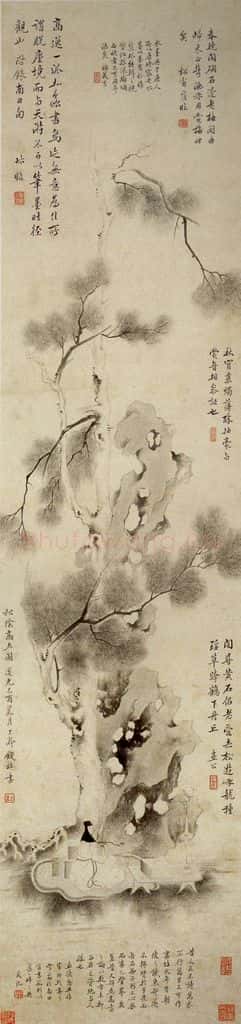 清代 钱杜《松阴高士》书画作品