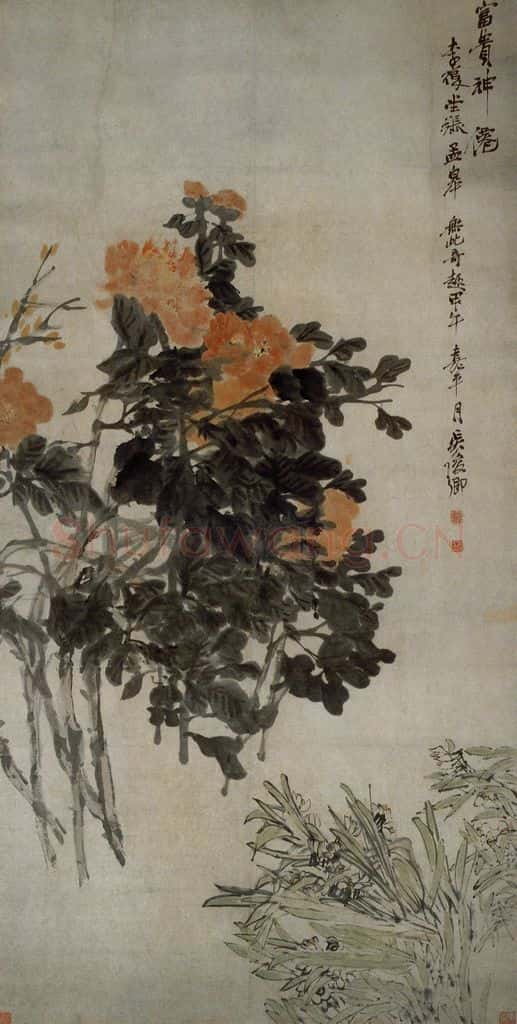 清代 吴俊卿《富贵神仙》书画作品