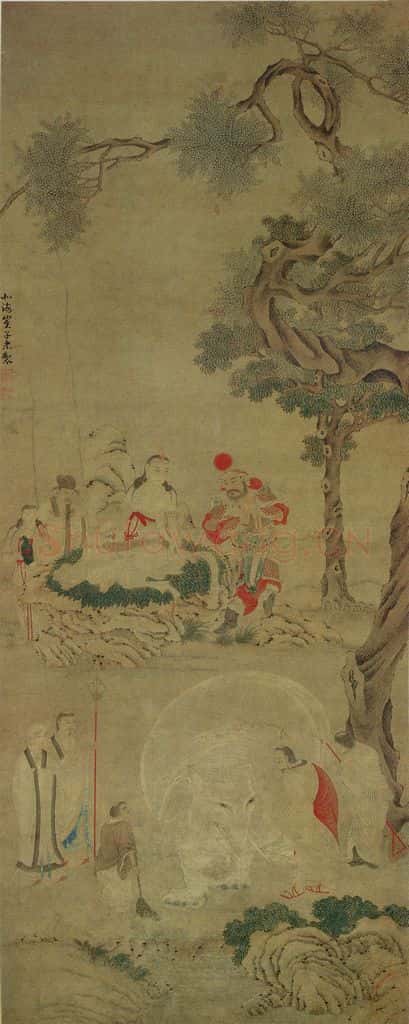 明代 崔子忠《扫象图》书画作品