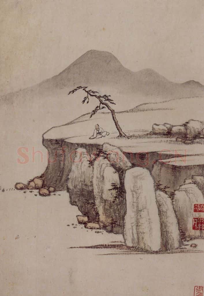 明 项圣谟《山水花卉图册》书画作品